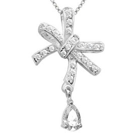  ribbon 925 sterling silver pendant and cz charm