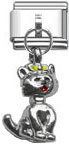 Wholesale Dangle Cat Italian Charm and wholesale 925 sterling silver beads for personalized silver jewelry