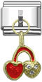 Wholesale Dangle two Hearts Italian Charm and wholesale 925 sterling silver beads for personalized silver jewelry