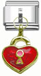 Wholesale Lock shape dangle red heart Charm and wholesale 925 sterling silver beads for personalized silver jewelry