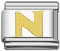 Wholesale Gold plated alphabet Italian charm N and wholesale 925 sterling silver beads for personalized silver jewelry