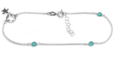 Silver chain anklet with turtle