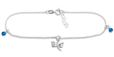 silver anklet with dragonfly charm