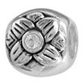 wholesale Relief flower sterliong silver bead with cubic zirconia for Pandora silver jewelry and Murano jewellery