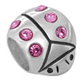 wholesale Ladybug with pink czs 925 sterling silver bead for Pandora silver jewelry and Murano jewellery