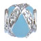 wholesale Cz letter X on blue epoxy silver bead for Pandora silver jewelry and Murano jewellery