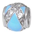 wholesale Cz letter X on blue epoxy sterling silver bead for Pandora silver jewelry and Murano jewellery