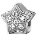 wholesale CZ stones on star shape 925 sterling silver bead for Pandora silver jewelry and Murano jewellery
