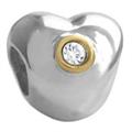 wholesale Cubic zirconias on 925 sterling silver heart bead for Pandora silver jewelry and Murano jewellery