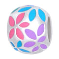 wholesale 925 Sterling silver bead with multicolored flowers for Pandora silver jewelry and Murano jewellery