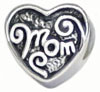 wholesale MOM on 925 sterling silver heart bead for Pandora silver jewelry and Murano jewellery