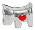 wholesale Sterling silver dog with red heart bead for Pandora silver jewelry and Murano jewellery