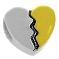 wholesale DNA 2 tone heart sterling silver bead for Pandora silver jewelry and Murano jewellery