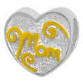 mom on sterling silver heart charm