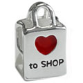 wholesale 925 Sterling silver shopping bag bead for Pandora silver jewelry and Murano jewellery