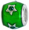 wholesale Stars with green epoxy on 925 sterling silver bead for Pandora silver jewelry and Murano jewellery