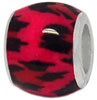 wholesale Red epoxy leopard skin design on 925 sterling silver bead for Pandora silver jewelry and Murano jewellery