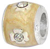 wholesale Rhinestones with beige epoxy on 925 sterling silver bead for Pandora silver jewelry and Murano jewellery