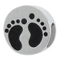 Foot print sterling silver bead for European charm bracelets