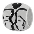 kissing couple silver bead for European modular bracelets