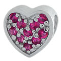 Pink heart 925 sterling silver bead for European charm bracelets