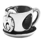 tea cup silver bead jewelry