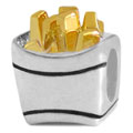French fries 925 sterling silver bead