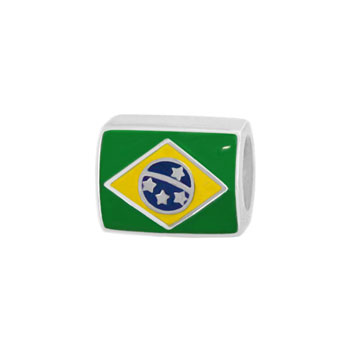Brazil flag silver bead jewelry