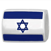Israel flag silver bead for European charm bracelets