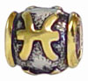 wholesale Gold plated sterling silver zodiac bead - Pisces for Pandora silver jewelry and Murano jewellery