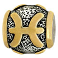 Pisces zodiac silver bead for 3 mm chains