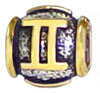 wholesale Gold plated sterling silver zodiac bead - Gemini for Pandora silver jewelry and Murano jewellery