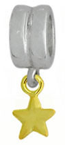 wholesale Sterling silver bead with dangle gold vermeil silver star for Pandora silver jewelry and Murano jewellery