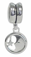 wholesale Sterling silver bead with dangle silver moon and star for Pandora silver jewelry and Murano jewellery