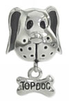 wholesale Dog with dangling Top Dog bone sterling silver bead for Pandora silver jewelry and Murano jewellery
