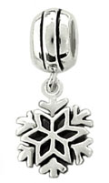 wholesale Sterling silver bead with dangle silver snowflake for Pandora silver jewelry and Murano jewellery