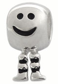 wholesale Happy face sterling silver bead with dangling silver legs for Pandora silver jewelry and Murano jewellery
