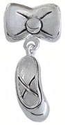 wholesale Ribbon with dangle ballet shoe sterling silver bead for Pandora silver jewelry and Murano jewellery