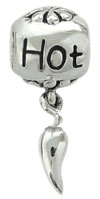 wholesale Sterling silver bead with dangle silver hot pepper for Pandora silver jewelry and Murano jewellery