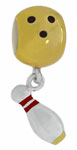 wholesale Sterling silver bowling ball with dangle silver bowling pin for Pandora silver jewelry and Murano jewellery