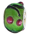 wholesale Purple dots with green stroke glass bead with silver caps for Pandora silver jewelry and Murano jewellery