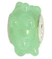 wholesale Jade green projected dots glass bead with sterling silver caps for Pandora silver jewelry and Murano jewellery