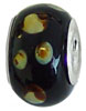 wholesale Petals on black glass bead with 925 sterling silver caps for Pandora silver jewelry and Murano jewellery