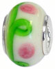 wholesale Flower stem and bumps on white glass beads with sterling silver caps for Pandora silver jewelry and Murano jewellery