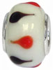wholesale Black and red buds on white bead with 925 sterling silver caps for Pandora silver jewelry and Murano jewellery