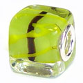cube glass bead with 925 sterling silver caps for European charm bracelet jewelry