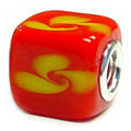 cube glass bead with 925 sterling silver caps for Murano jewelry