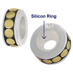 two-tone sterling silver stopper for 3 mm chains