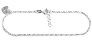 silver anklet with heart charm