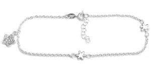 Sterling silver anklet with dangle flower